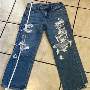 American Eagle Outfitters Blue Boyfriend Jeans with White Stripe